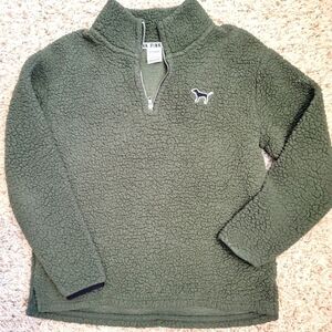 PINK Victoria's Secret army green sherpa 1/4 zip pullover